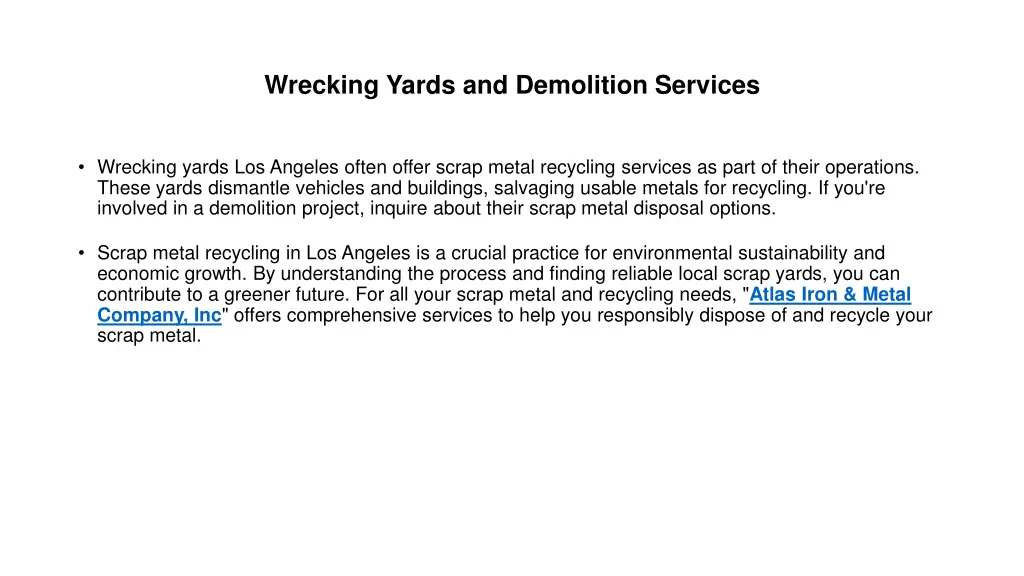 wrecking yards and demolition services