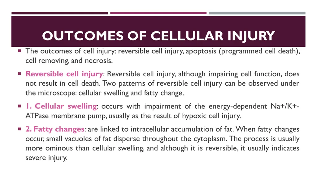 outcomes of cellular injury the outcomes of cell