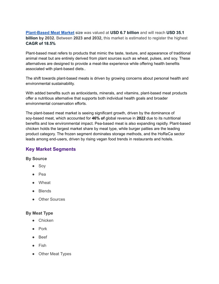 plant based meat market size was valued