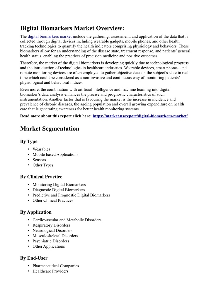 digital biomarkers market overview