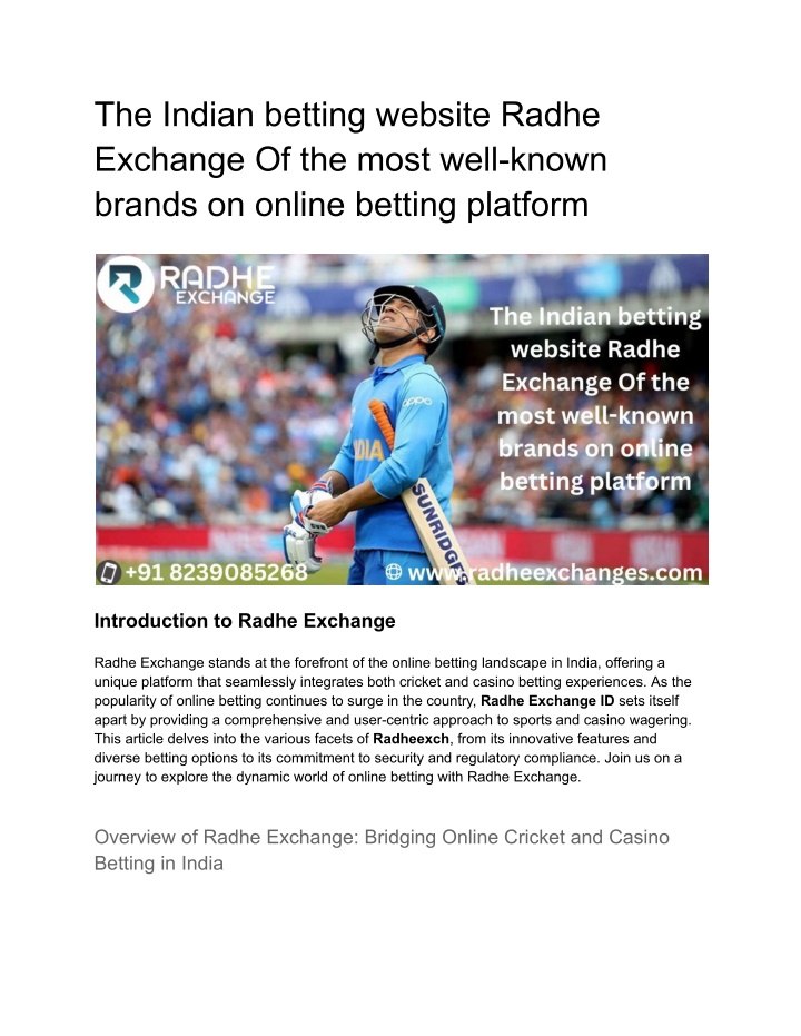 the indian betting website radhe exchange