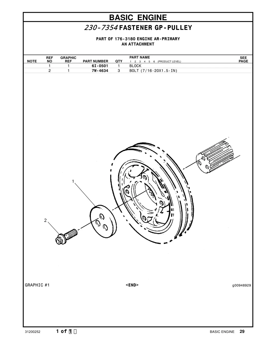 basic engine 230 7354 fastener gp pulley