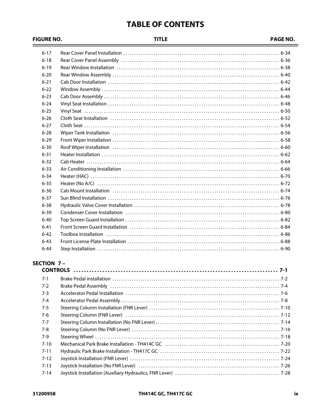 table of contents 6