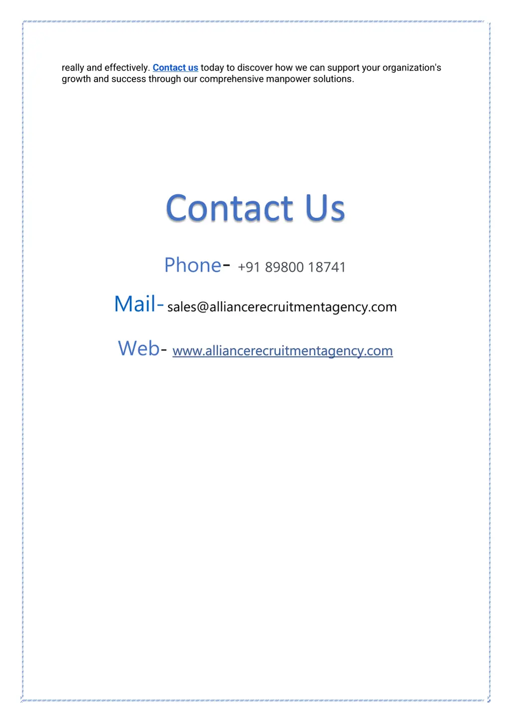 really and effectively contact us today