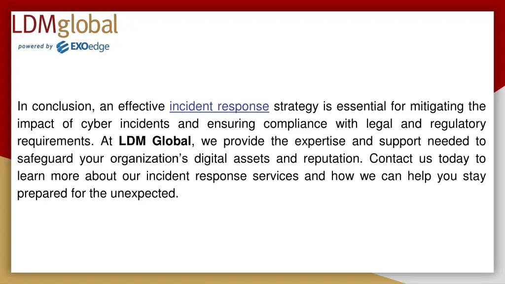 in conclusion an effective incident response