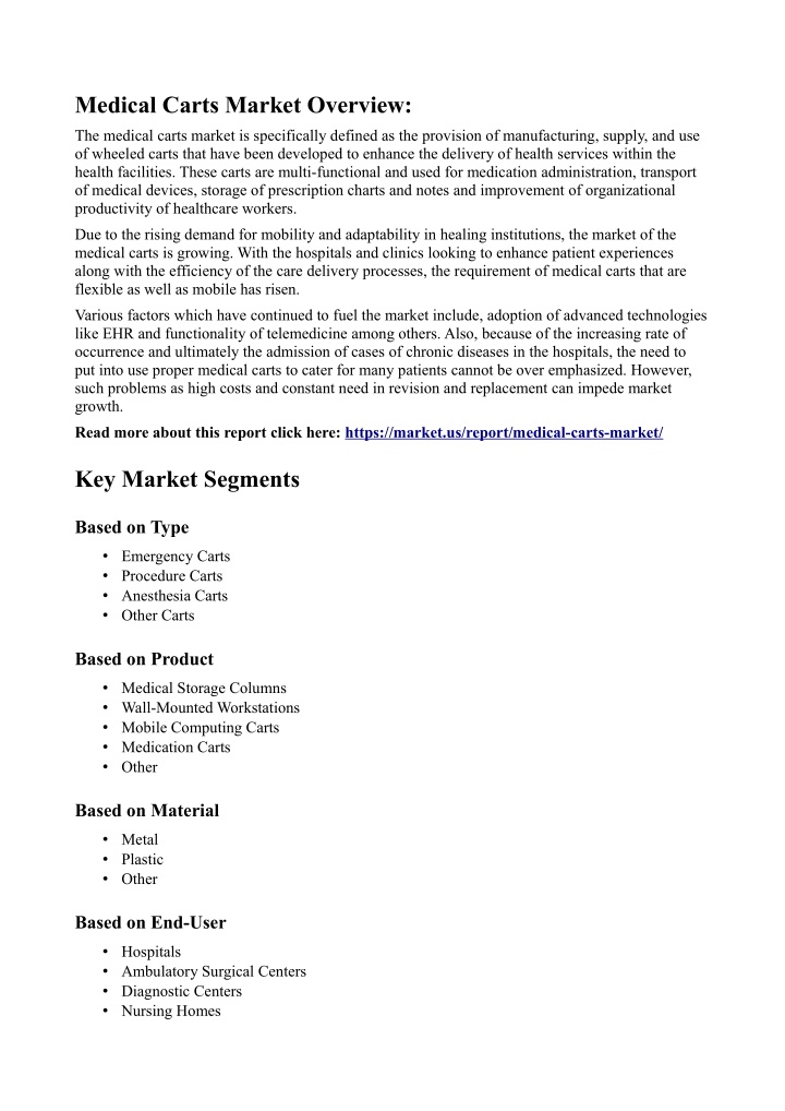 medical carts market overview