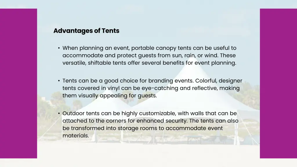 advantages of tents