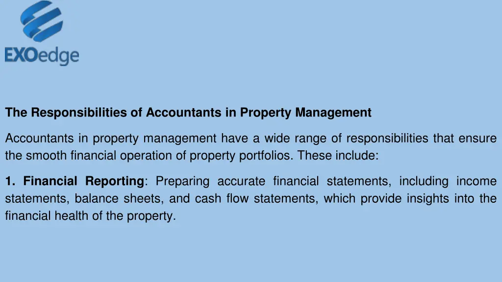 the responsibilities of accountants in property