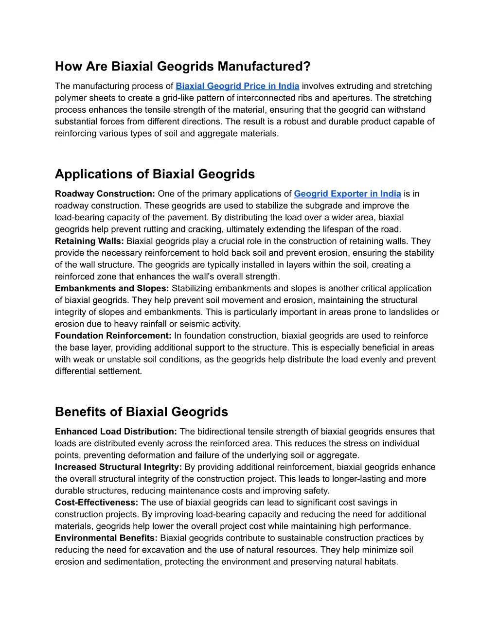 how are biaxial geogrids manufactured