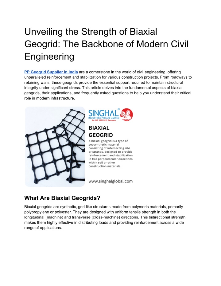 unveiling the strength of biaxial geogrid