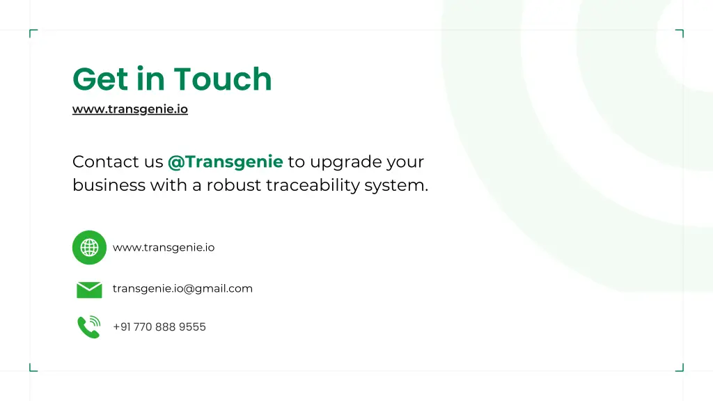 get in touch www transgenie io
