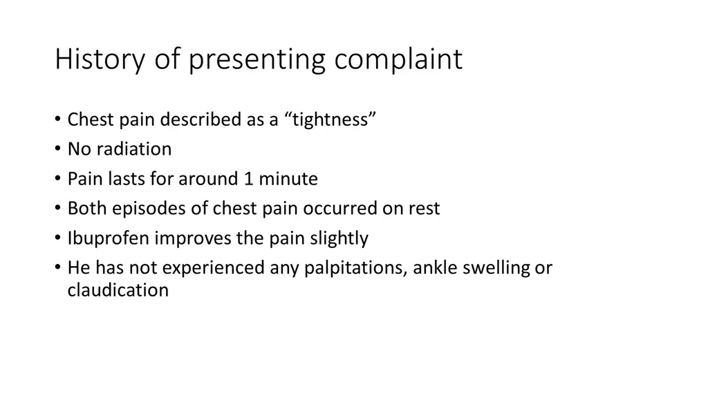 history of presenting complaint