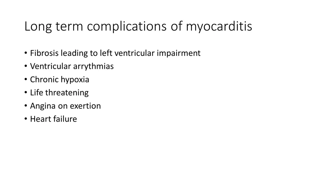 long term complications of myocarditis