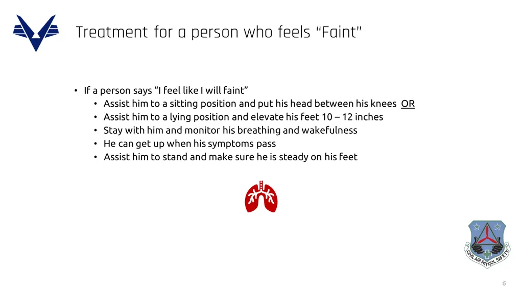 treatment for a person who feels faint