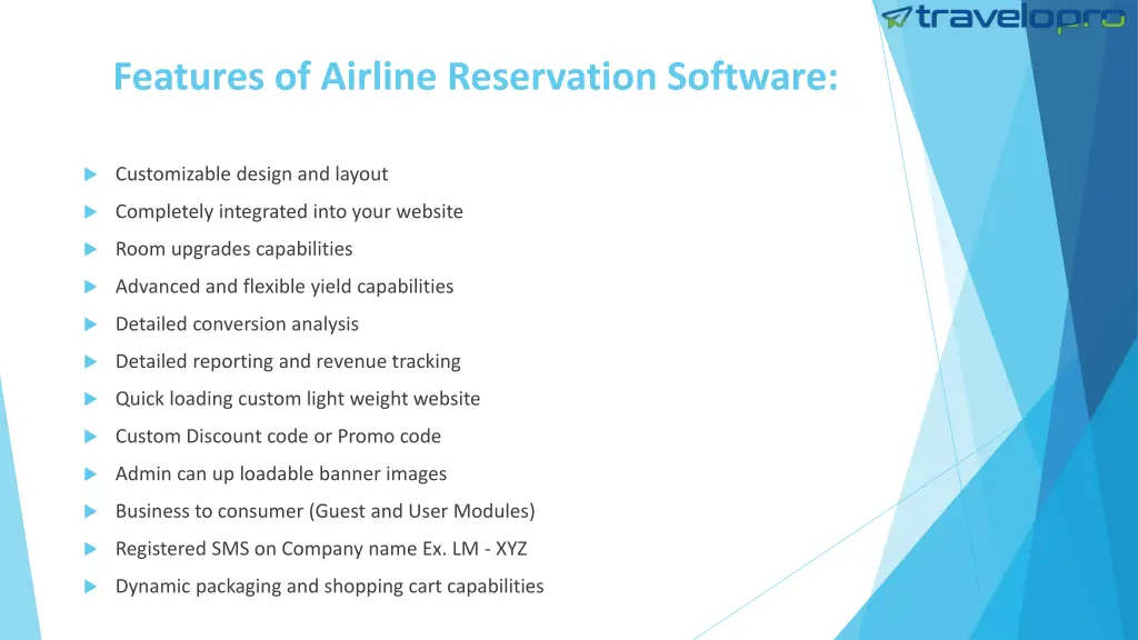 features of airline reservation software