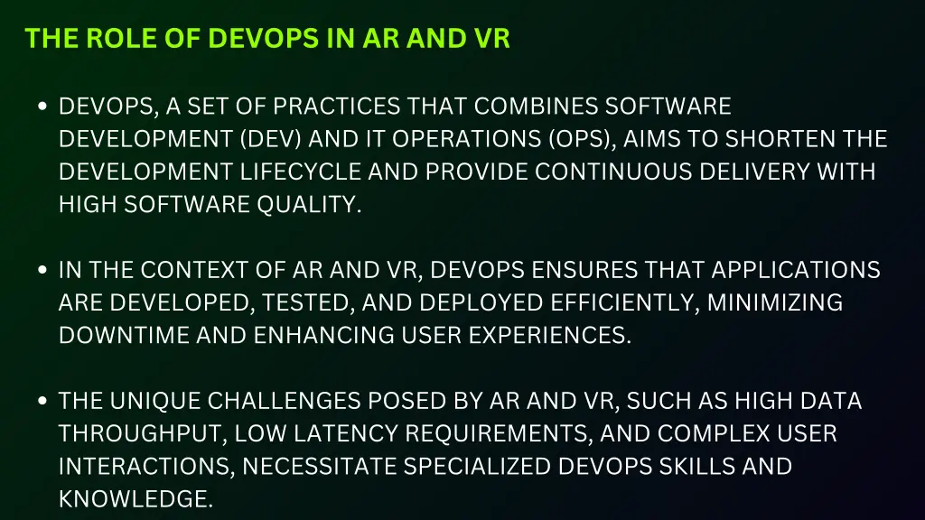 the role of devops in ar and vr