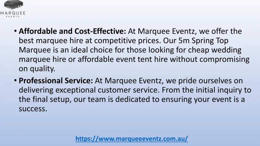 affordable and cost effective at marquee eventz