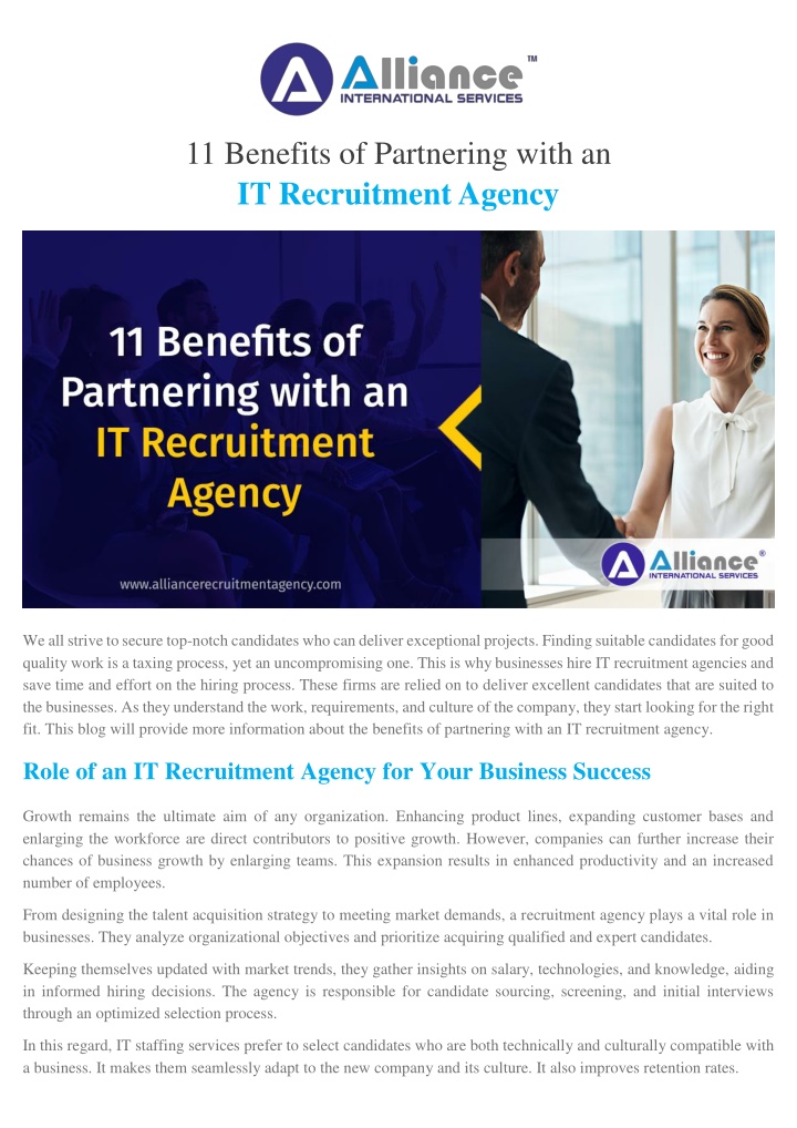 11 benefits of partnering with an it recruitment