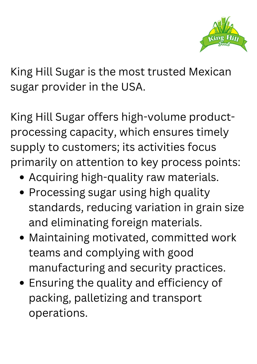 king hill sugar is the most trusted mexican sugar