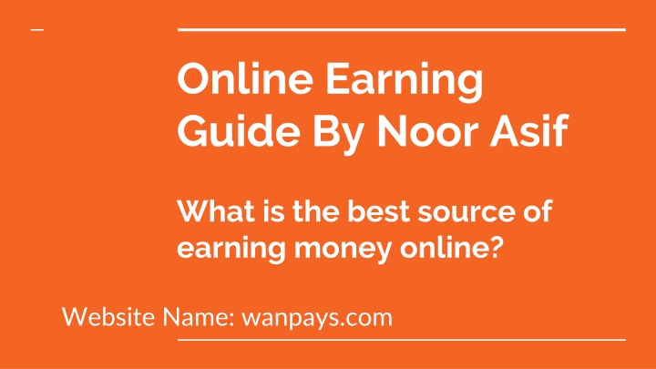online earning guide by noor asif