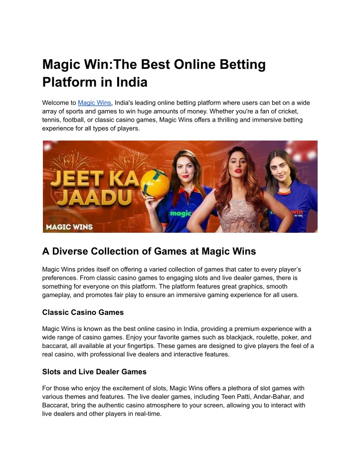 magic win the best online betting platform