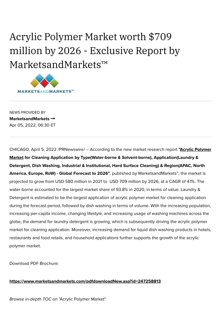 acrylic polymer market worth 709 million by 2026