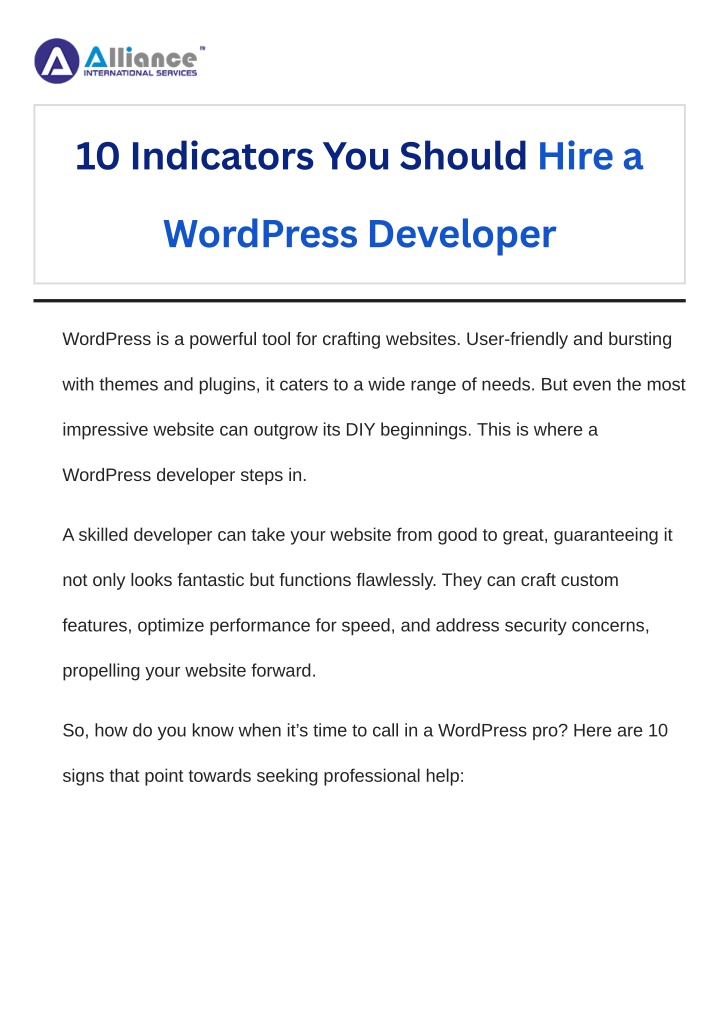 10 indicators you should hire a