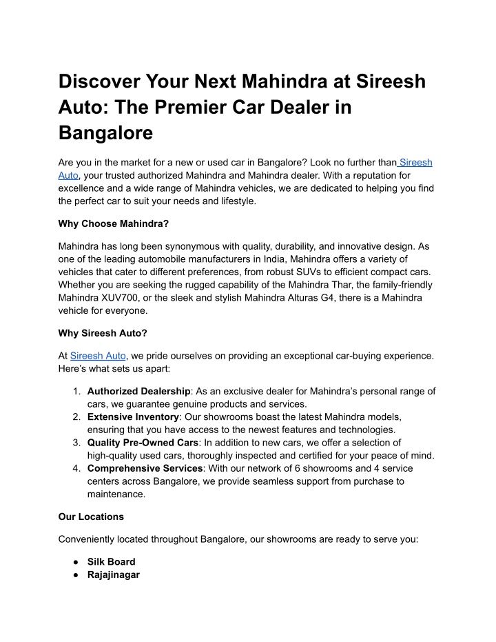 discover your next mahindra at sireesh auto