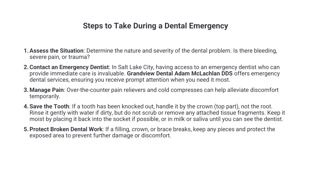 steps to take during a dental emergency