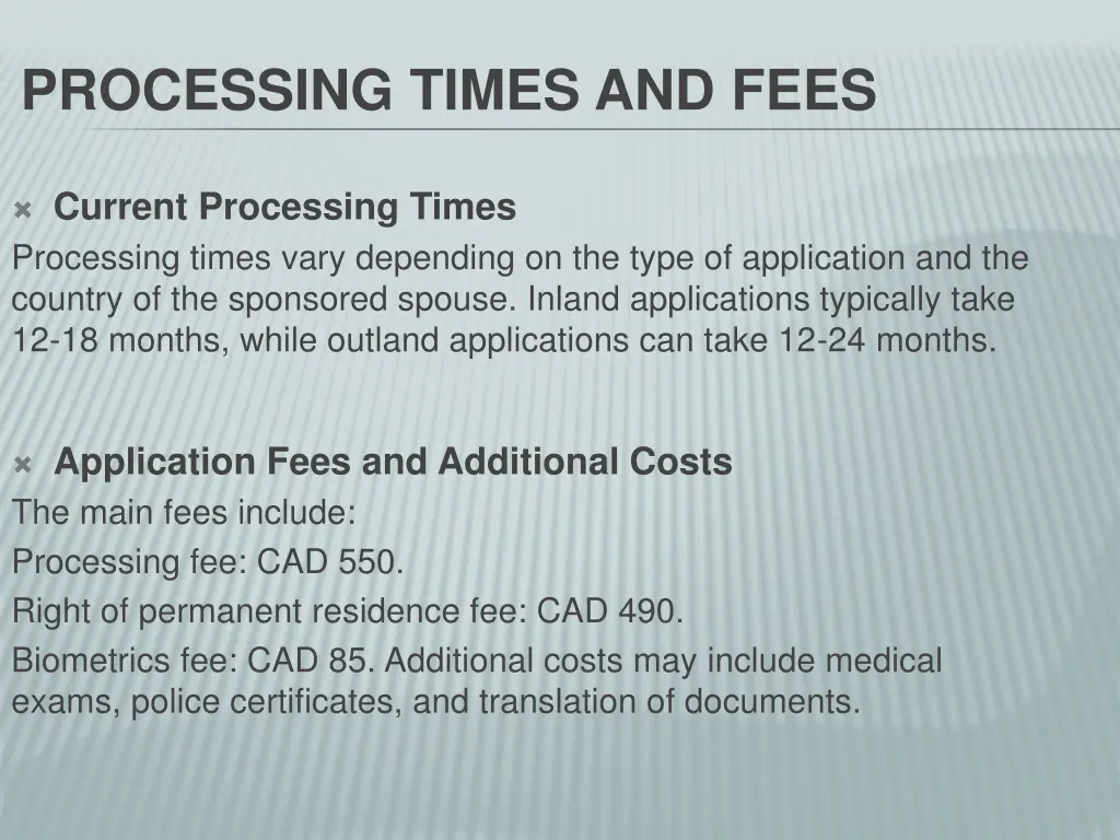 processing times and fees