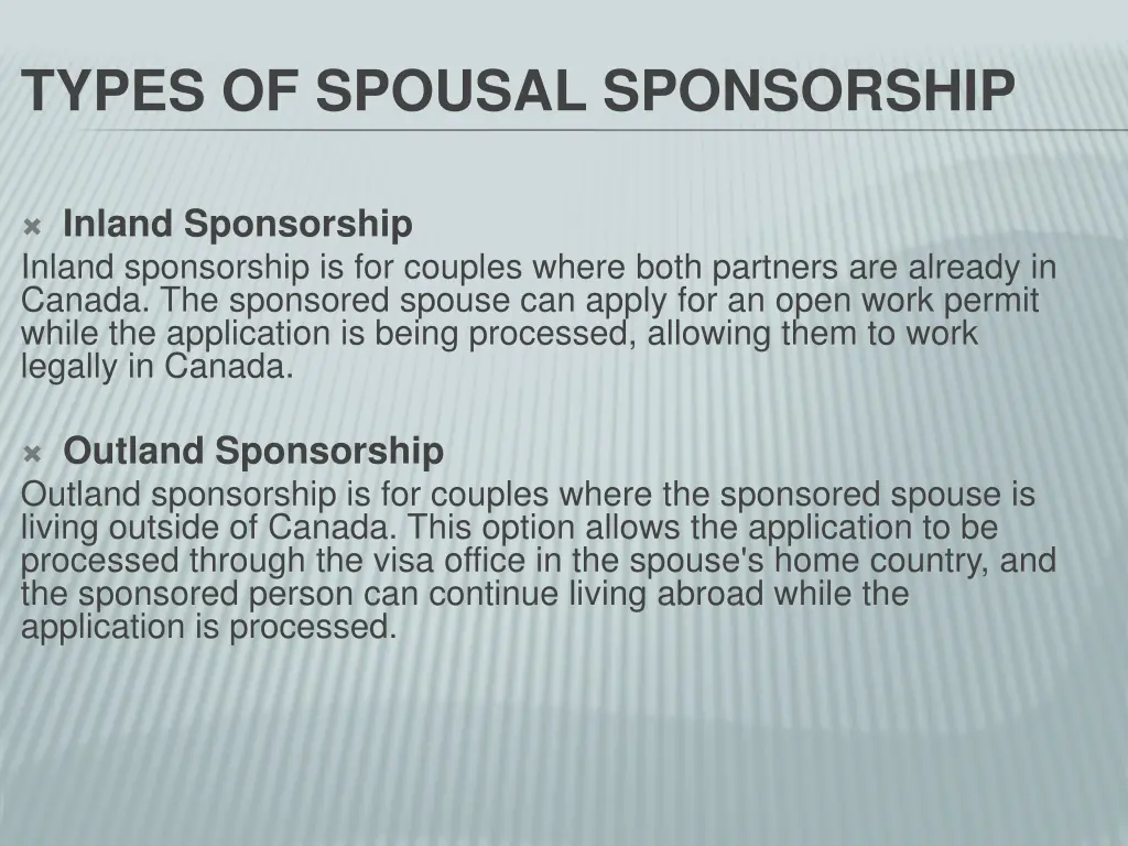 types of spousal sponsorship