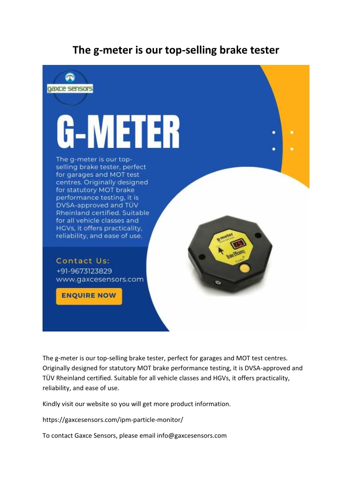 the g meter is our top selling brake tester