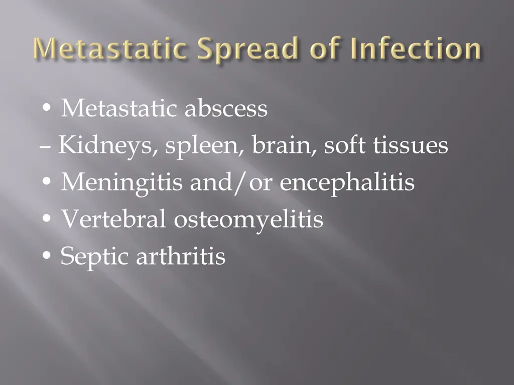 metastatic abscess kidneys spleen brain soft