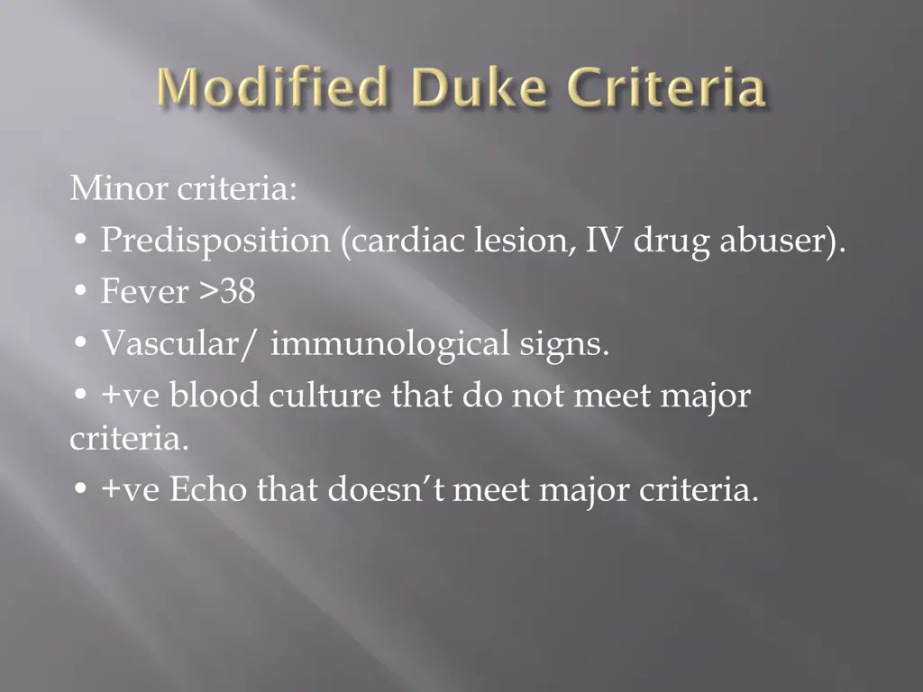 minor criteria predisposition cardiac lesion