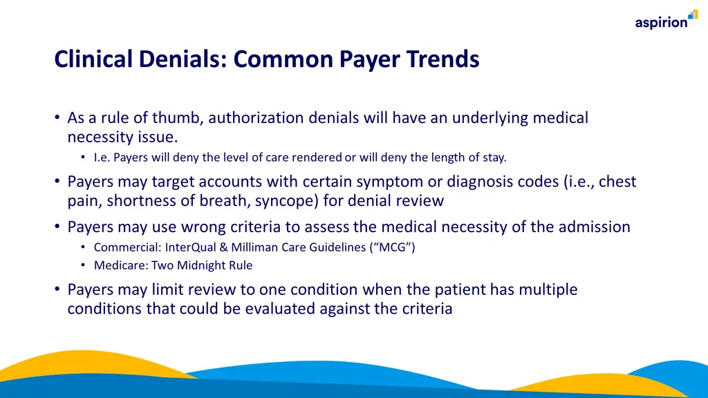 clinical denials common payer trends