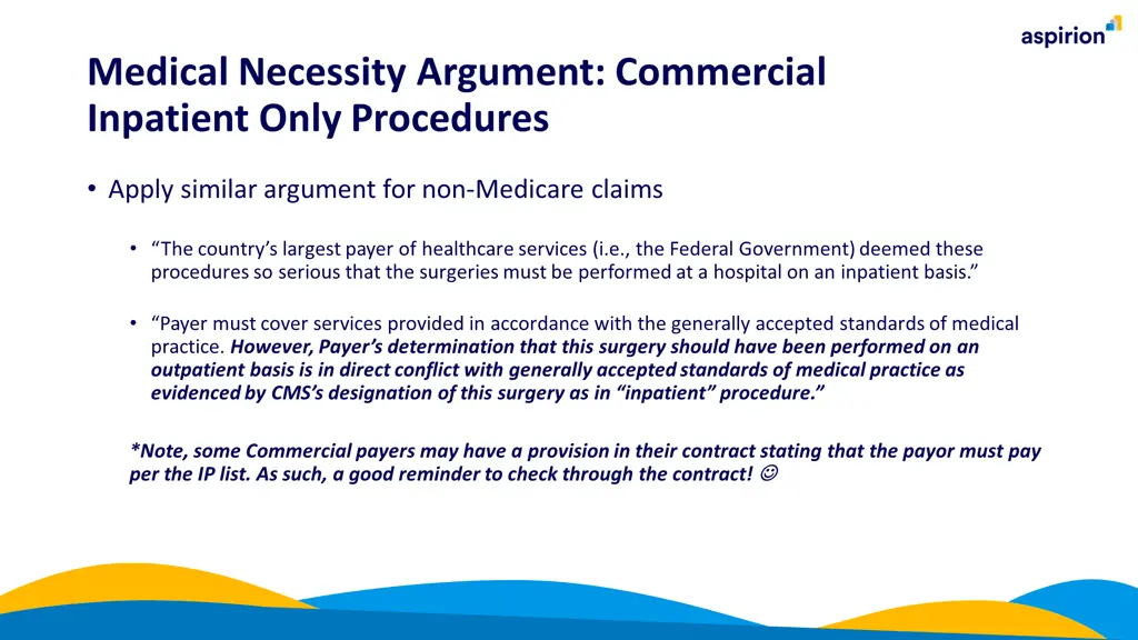 medical necessity argument commercial inpatient