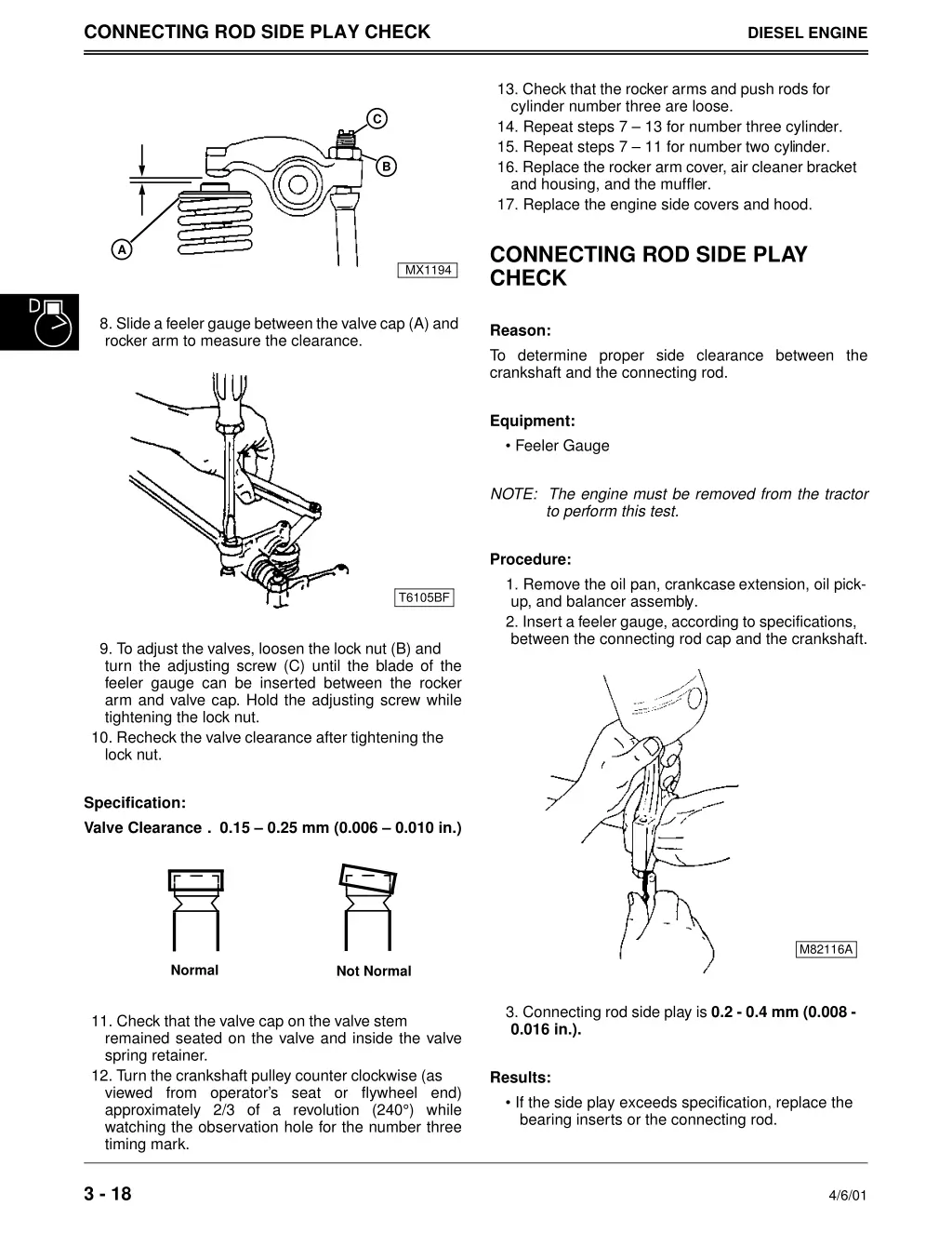 connecting rod side play check