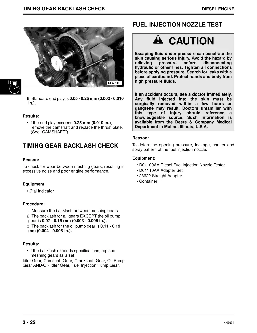 timing gear backlash check