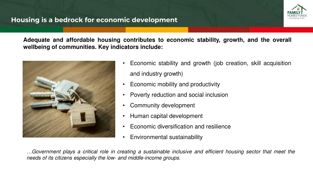 housing is a bedrock for economic development