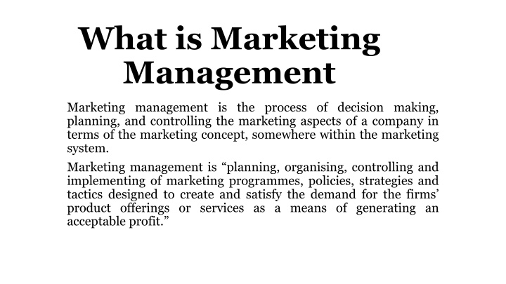 what is marketing management