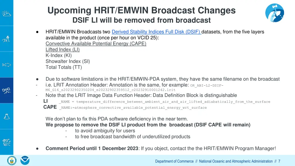 upcoming hrit emwin broadcast changes dsif