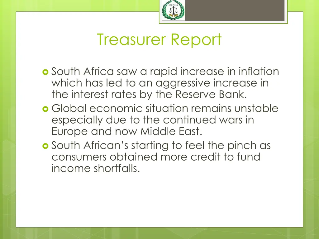 treasurer report