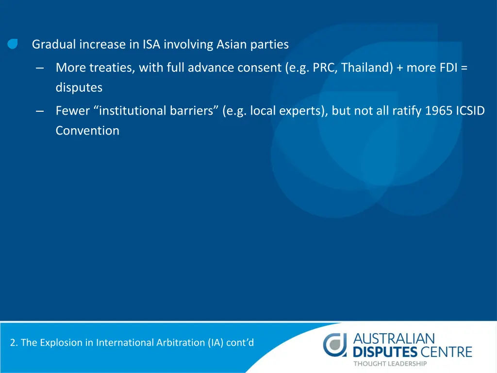 gradual increase in isa involving asian parties