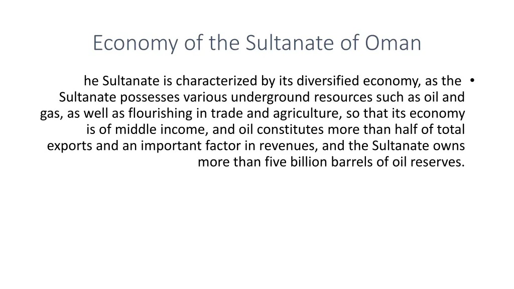 economy of the sultanate of oman