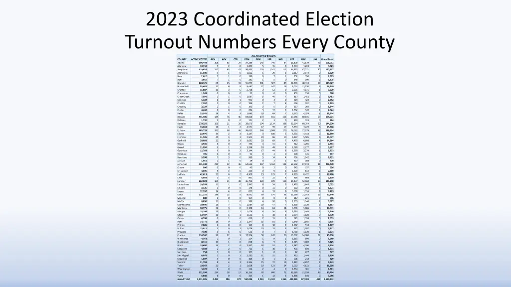 2023 coordinated election turnout numbers every