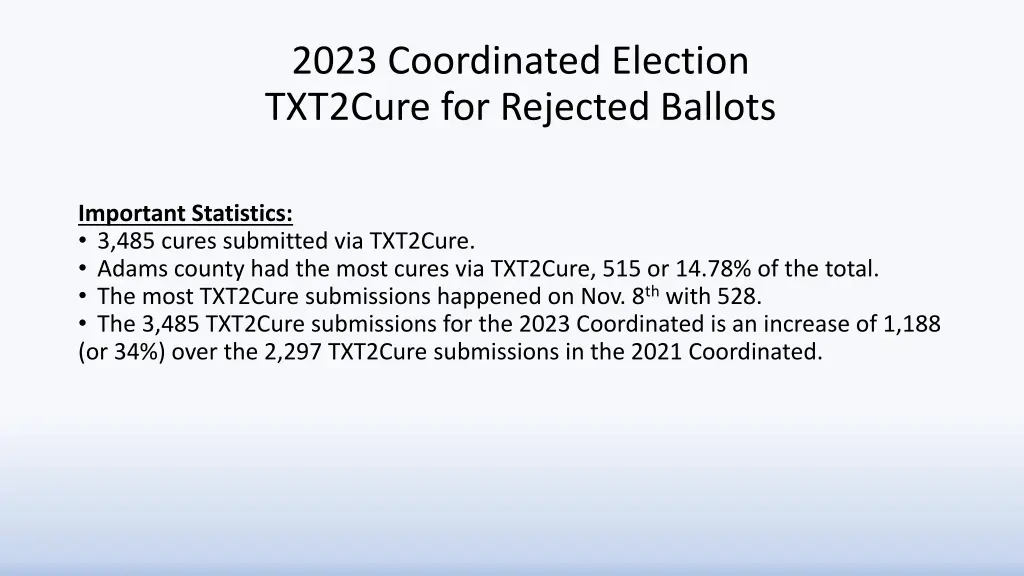 2023 coordinated election txt2cure for rejected