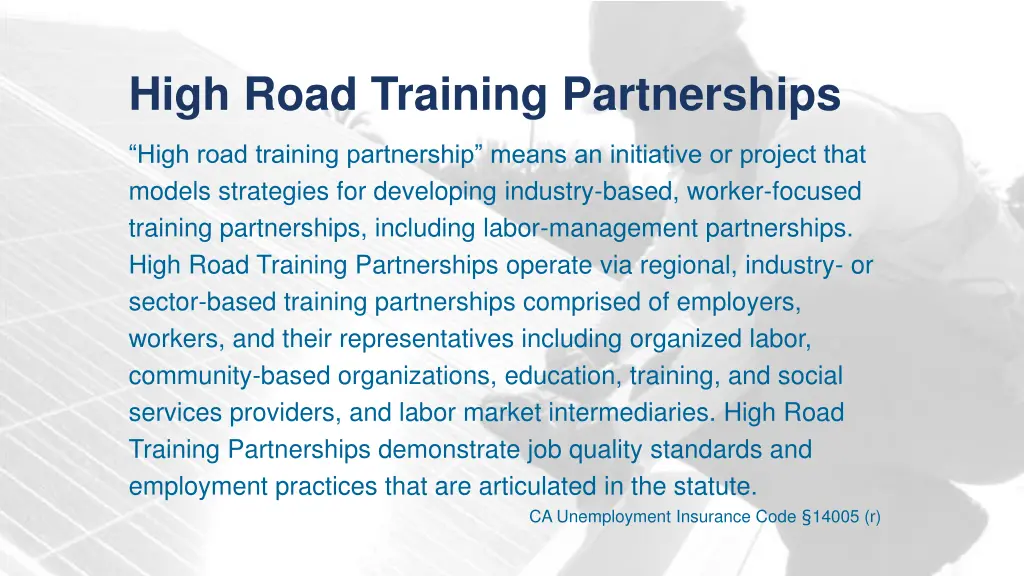 high road training partnerships