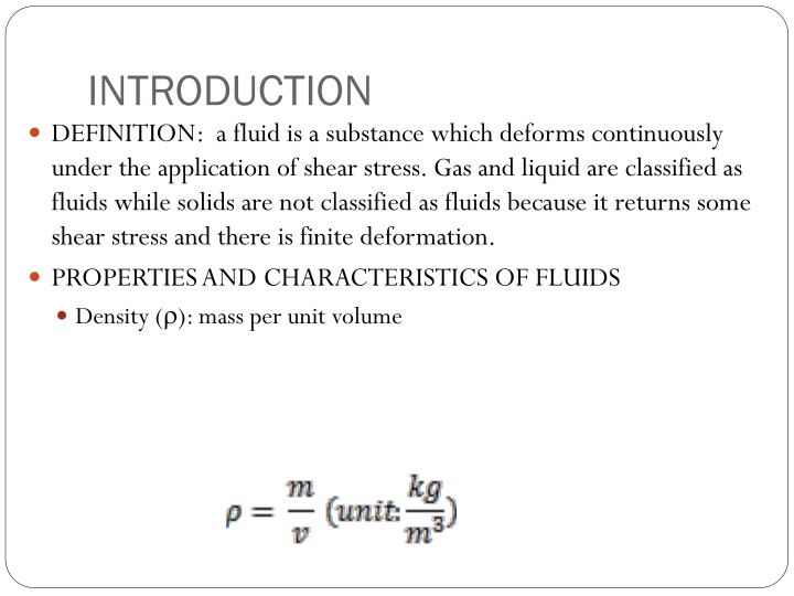 introduction definition a fluid is a substance