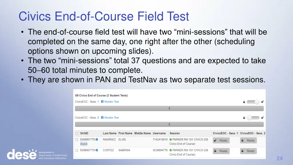 civics end of course field test