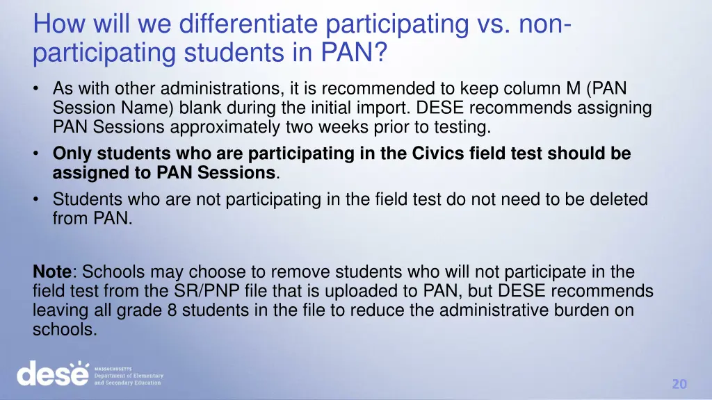 how will we differentiate participating